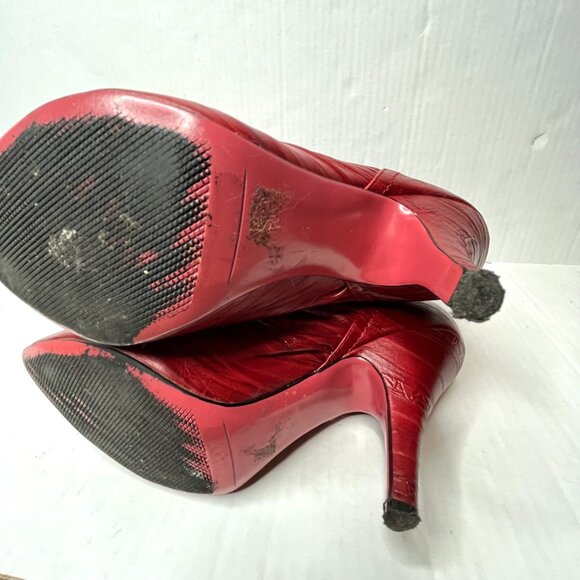 Jeffrey Campbell Knife Ankle Boots Size 6 Red Leather Western Snakeskin Bootie - Picture 12 of 16